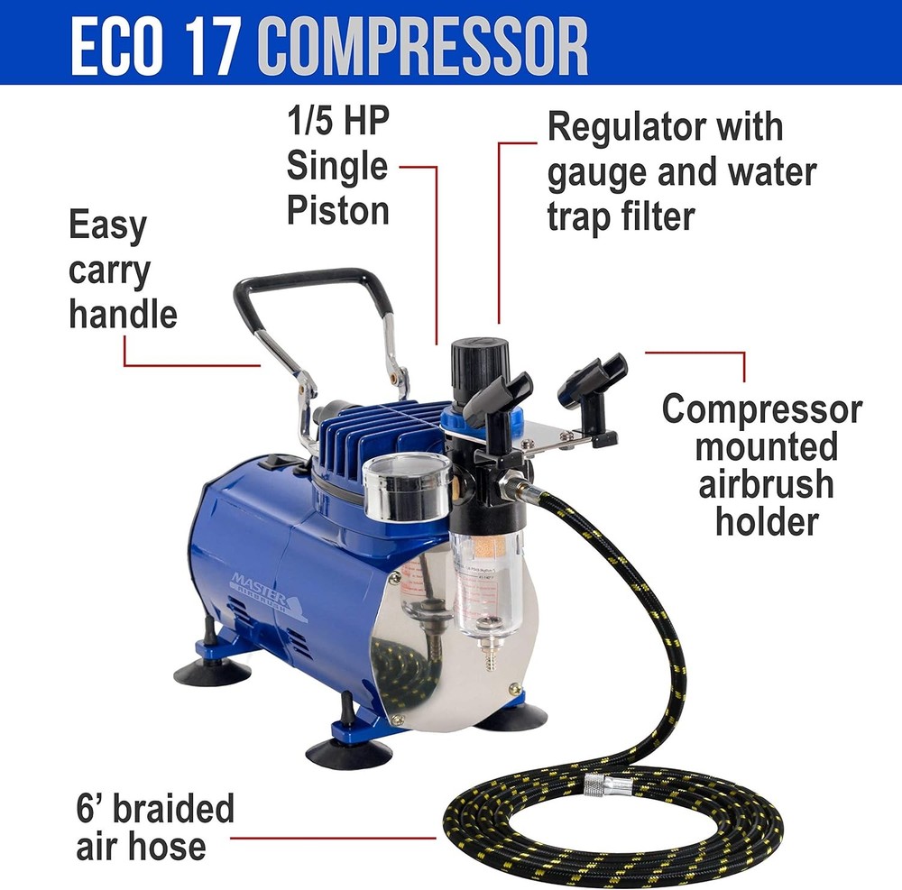 Multi-Purpose Gravity Feed Air Brush Kit with Air Compressor - Model G22 Gravity