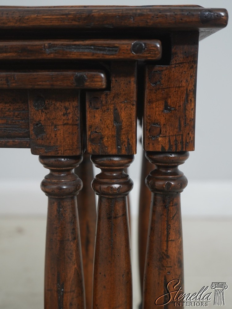 72043: GUY CHADDOCK Jacobean Distressed Oak Nesting Tables