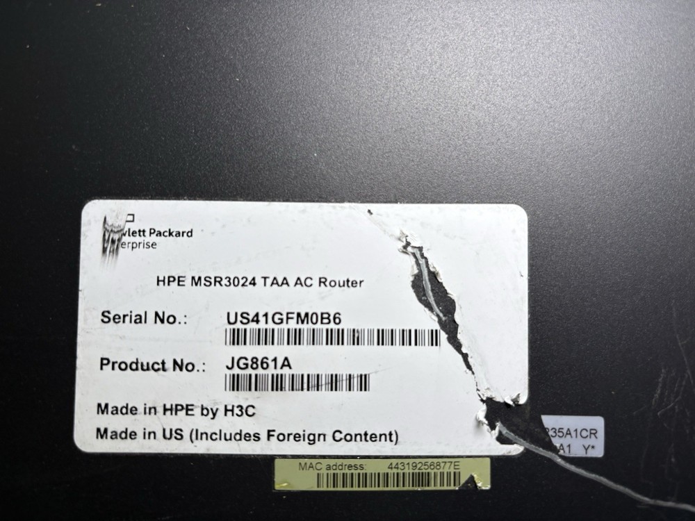 JG861A HP FlexNetwork MSR3024 AC Router / W JG423A Module