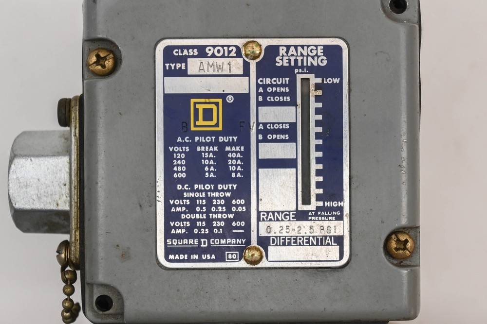 Square D 9012 AMW-1 Pressure Switch Assembly