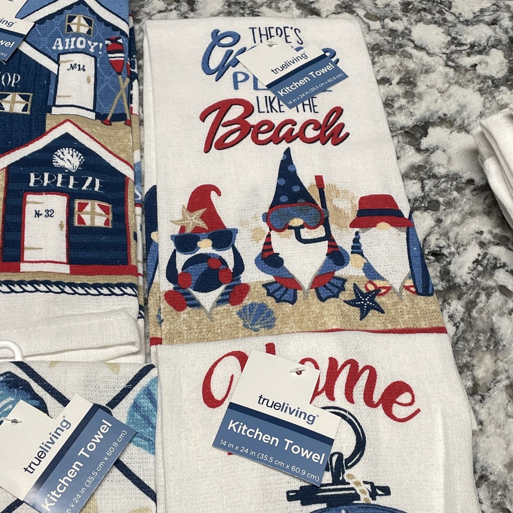6 Beach Theme Dish Towel Dishcloth Lighthouse