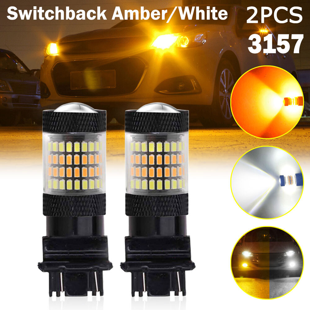 For Chevy Silverado1500 2500 White/Amber Switchback LED Turn Signal Light Bulbs