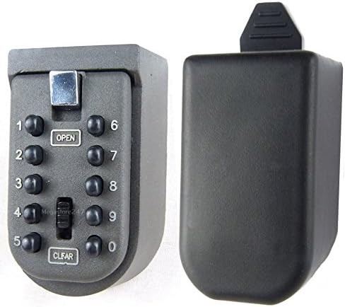 Wall Mounted Key Lock Box Weather Resistant with Push Button Code Black Safe