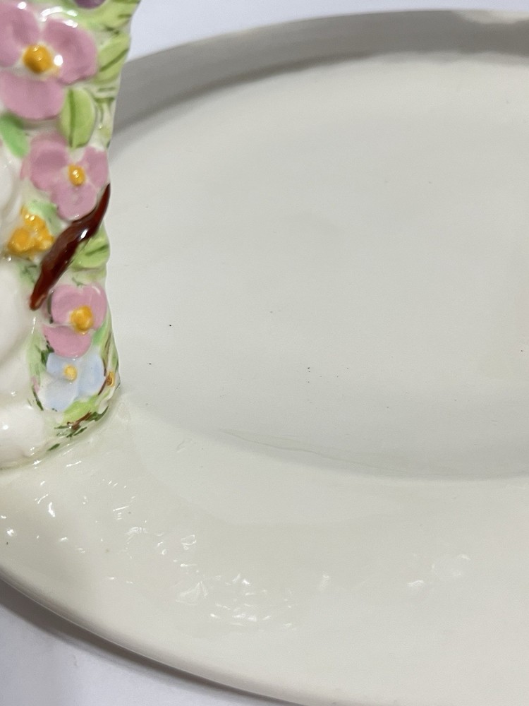 Vintage Ceramic Easter Bunny Arch Candy or Cookie Plate Dish