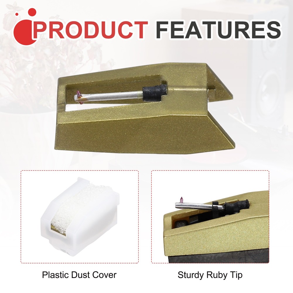 1 Pack Record Player Needle, Turntable Replacement Diamond Record Needle, Gold