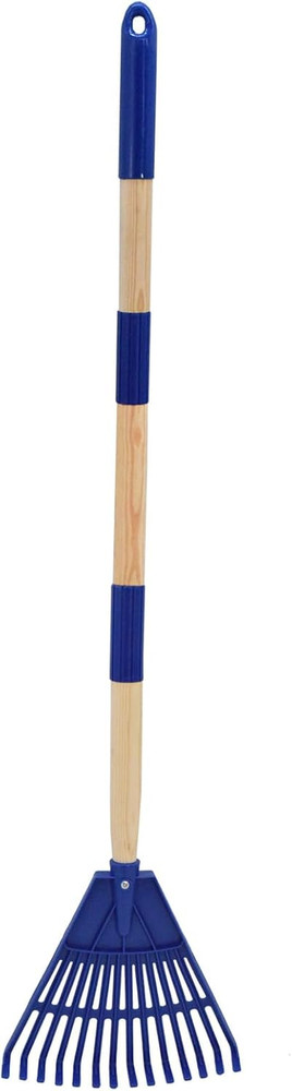 Kids Leaf Rake - 3-Section Adjustable Handle, Lightweight, Wood & Plastic, Small
