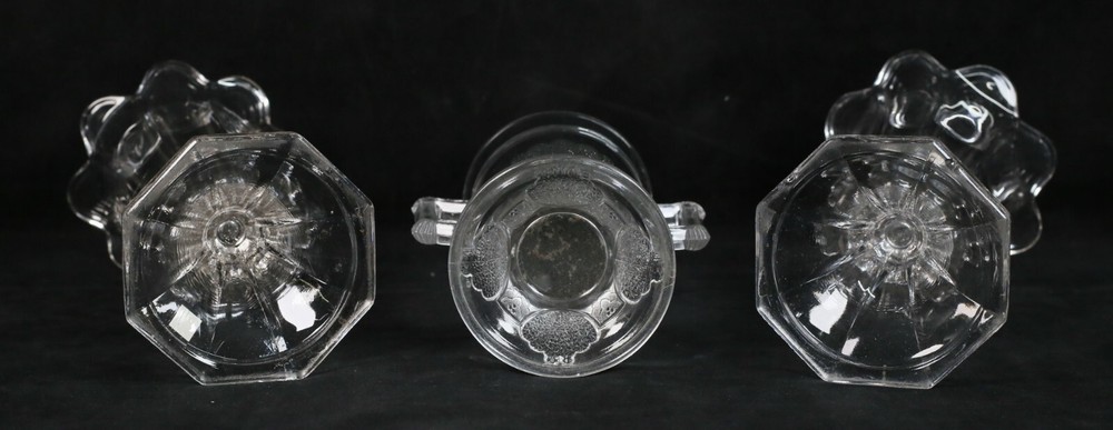 3 Pieces Pressed Glass