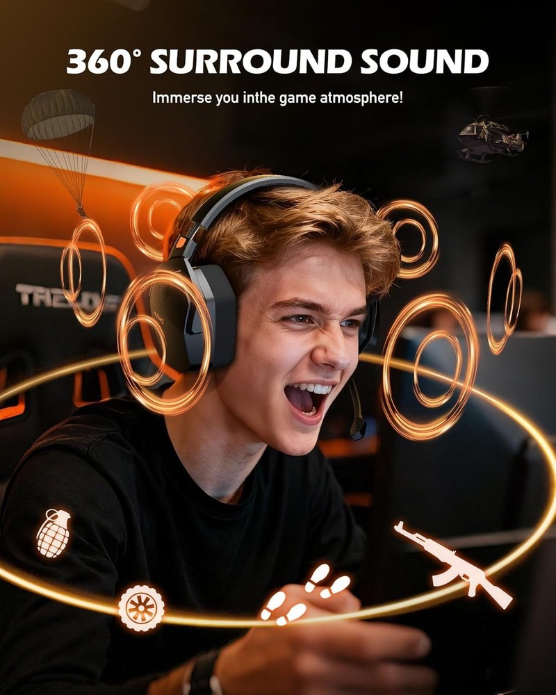 NUBWO Wireless Gaming Headset with Mic for Ps5 Ps4 PC, Zero Interference, 100-hr