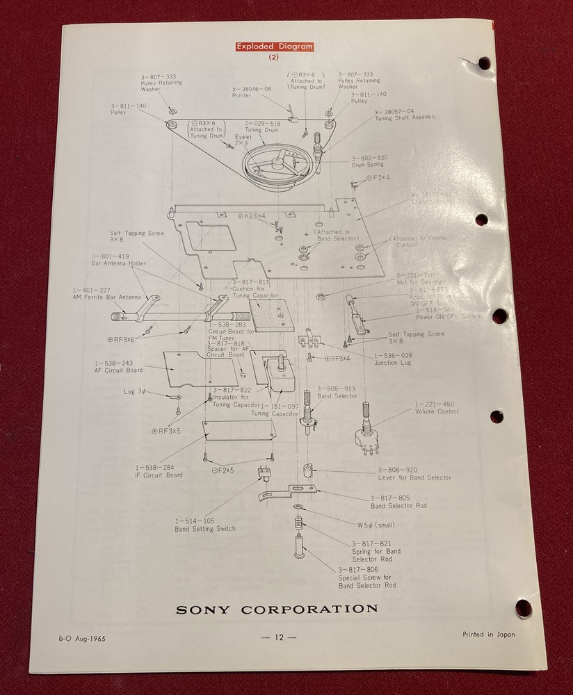 Original 1965 8F-31W Sony Servicing Guide