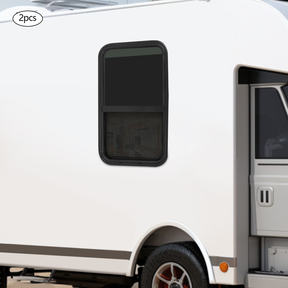 2 PCS RV Window,Modern Black Rectangular RV Windows, RV Vertical Slide Window