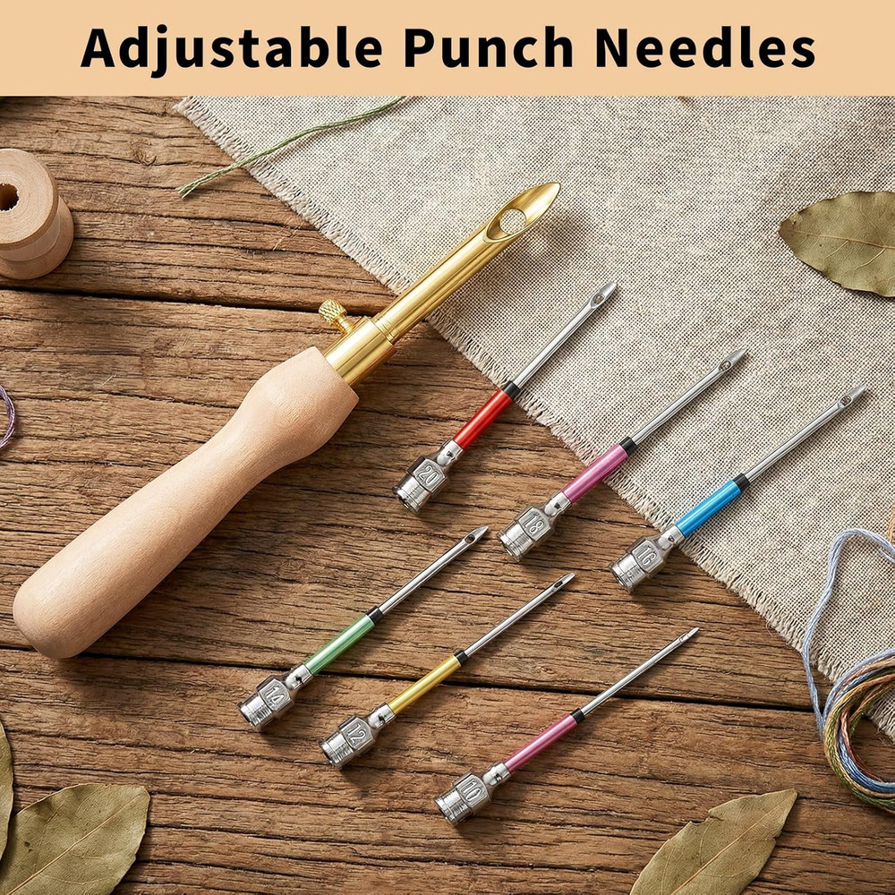 14 Pcs Punch Needle Kit with Storage Box, Adjustable Punch Needle Tool Includes