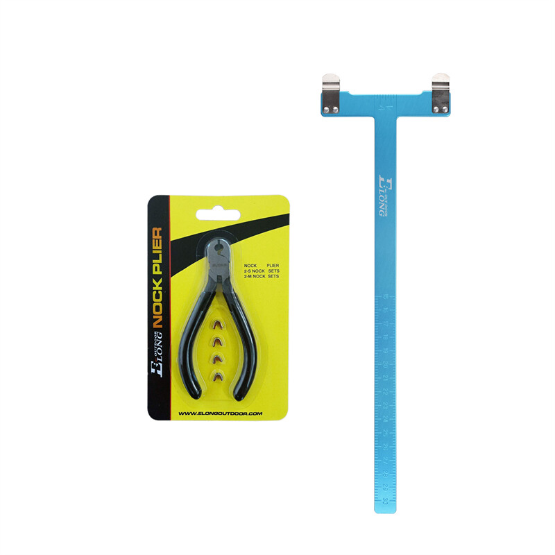 Archery Nock Pliers Set + 4 String Nocking Points + Bow T Square Blue