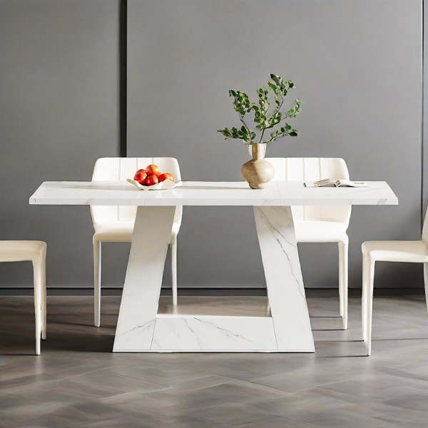Dining Table Faux Marble Dining Table White Modern Kitchen Table for Dining Room