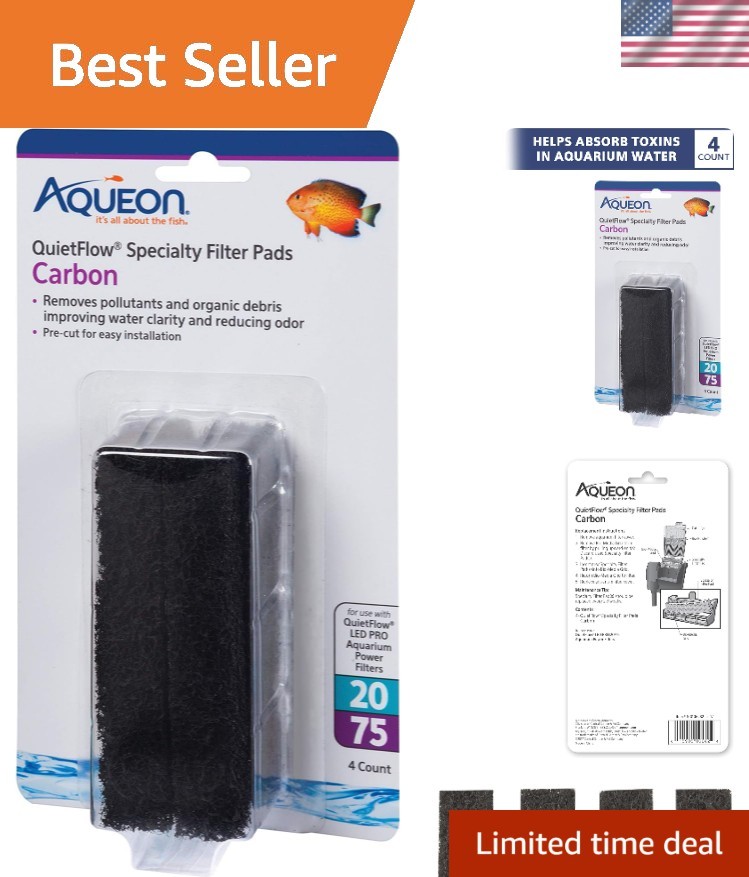 Replacement Carbon Filter Pads, Compatible with QuietFlow 20/75 - 4 Pack