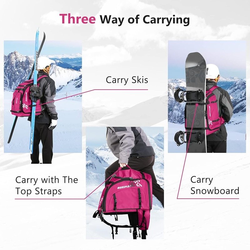 Ski Boot Backpack Waterproof Durable W/ Extra Pockets Helmets Accessories New