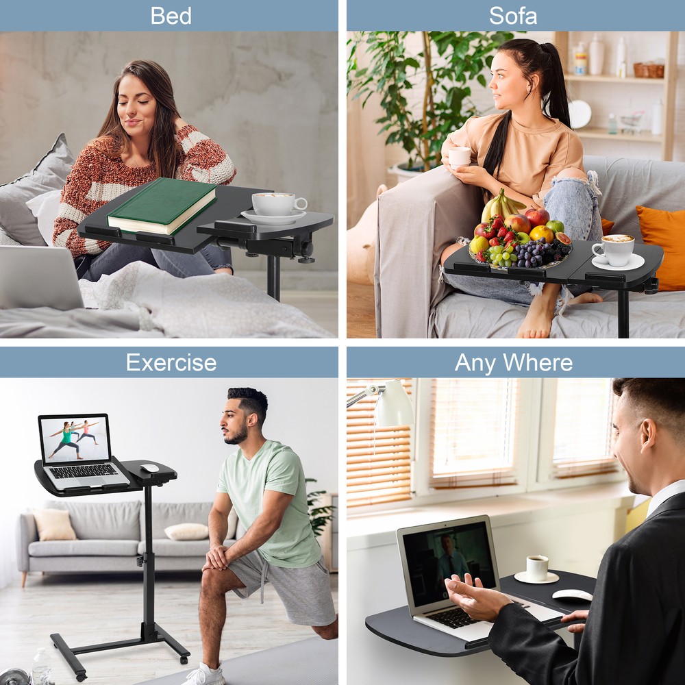 Ergonomic Laptop Notebook Rolling Table Desk Stand Over Bed Convenient Stable