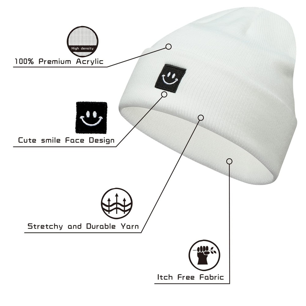 Paladoo Knit Beanie Hat White/Black 2Pack One Size, 2pack