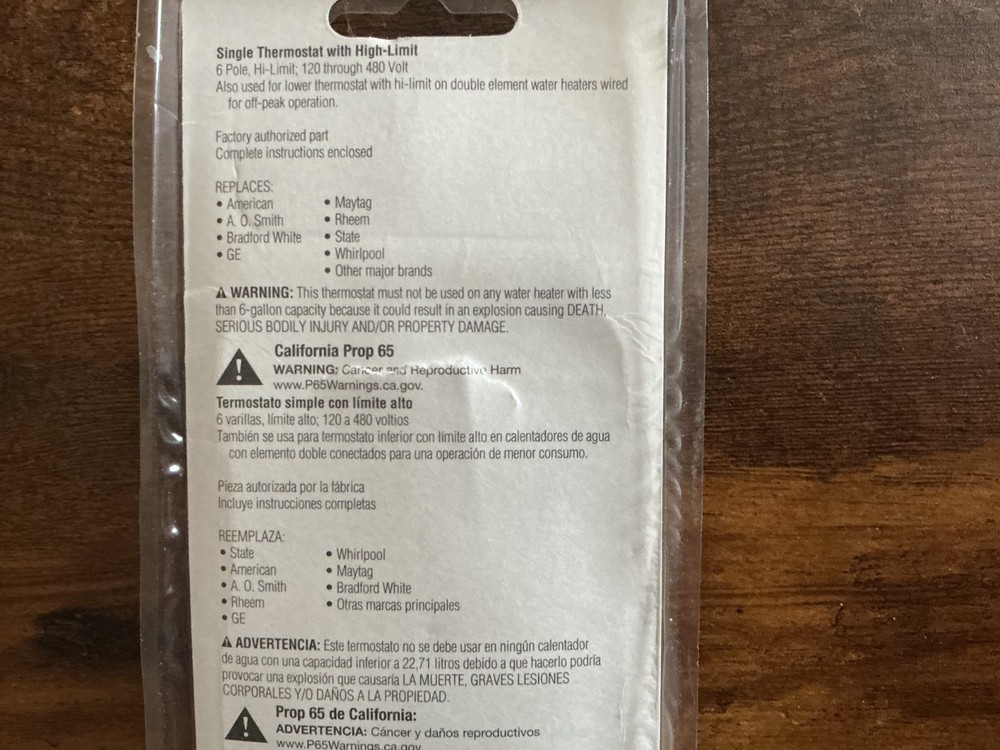 UTILITECH SINGLE ELEMENT THERMOSTAT #0215198