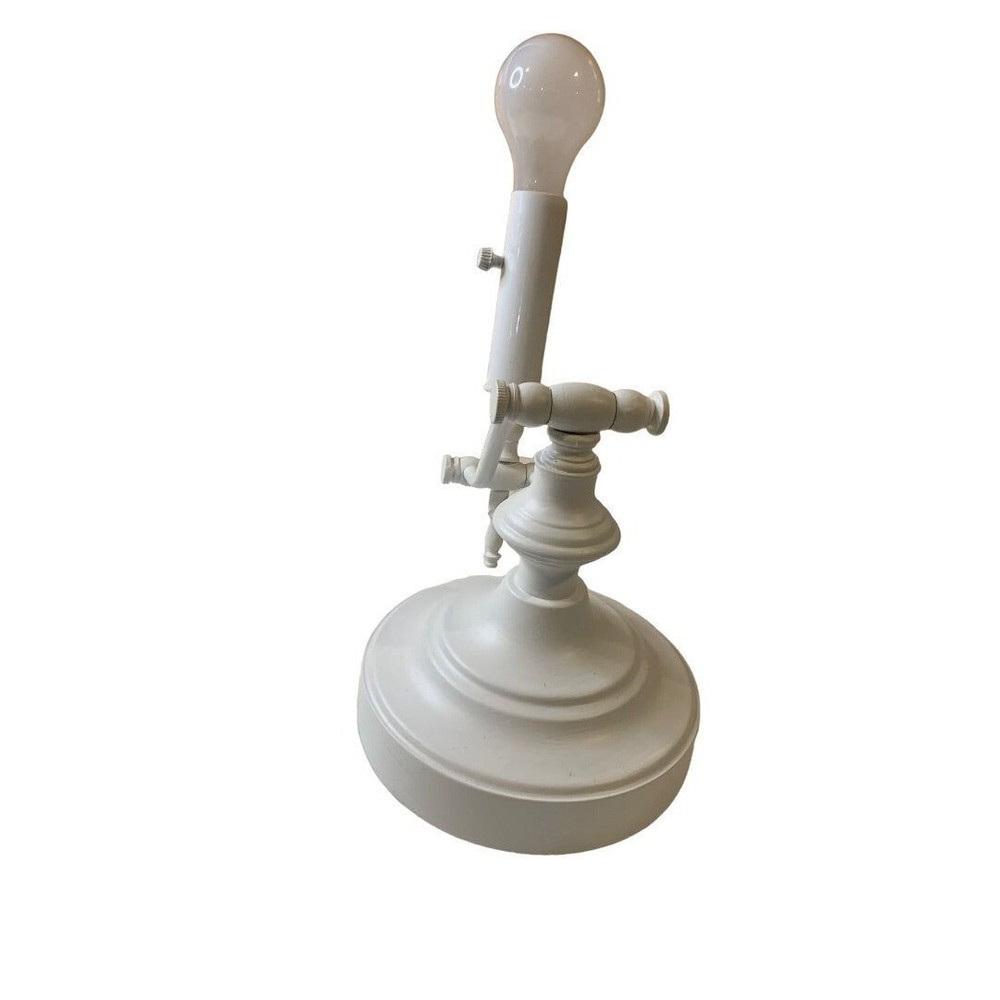 Vintage Painted White Hinged Tabletop Lamp Light Adjustable