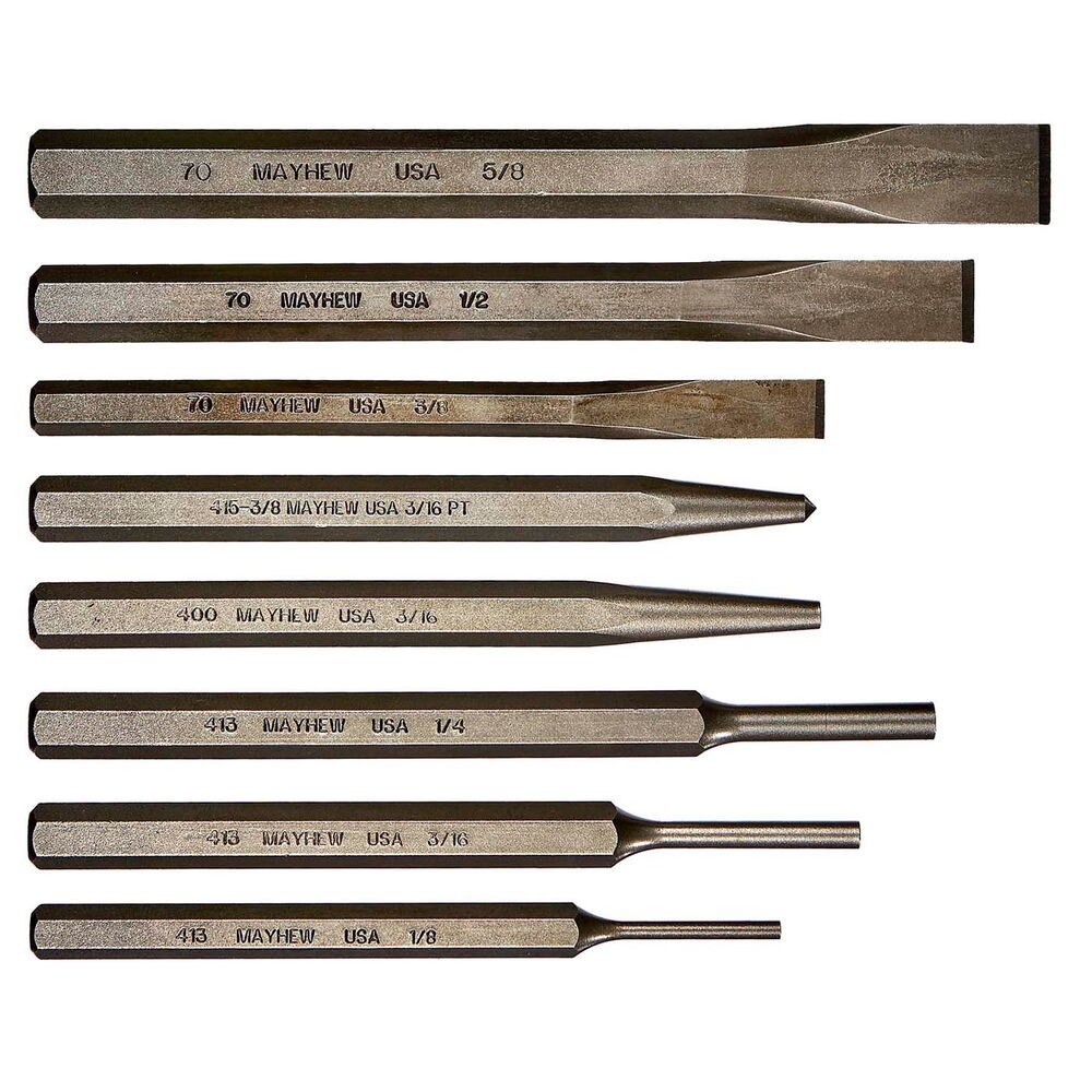 Mayhew Tools 61025 Punch and Chisel Set, 8 Pieces