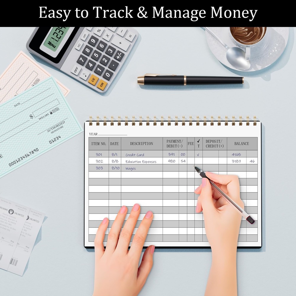 HAUTOCO Check Registers for Personal Checkbook, Transaction Expense Black