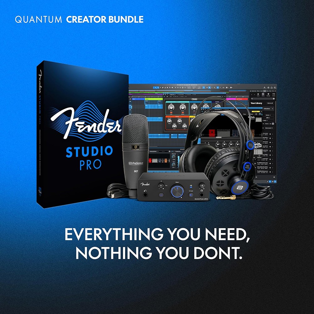 Fender Quantum LT 2 2x2 USB-C Audio Interface Creator w/ Microphone & Headphones