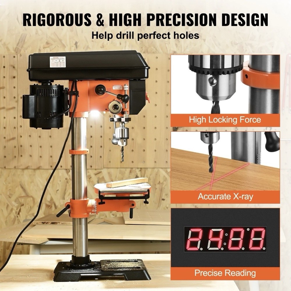 VEVOR 12-Inch Benchtop Drill Press Cast Iron Drill Press 5 Amp Variable Speed