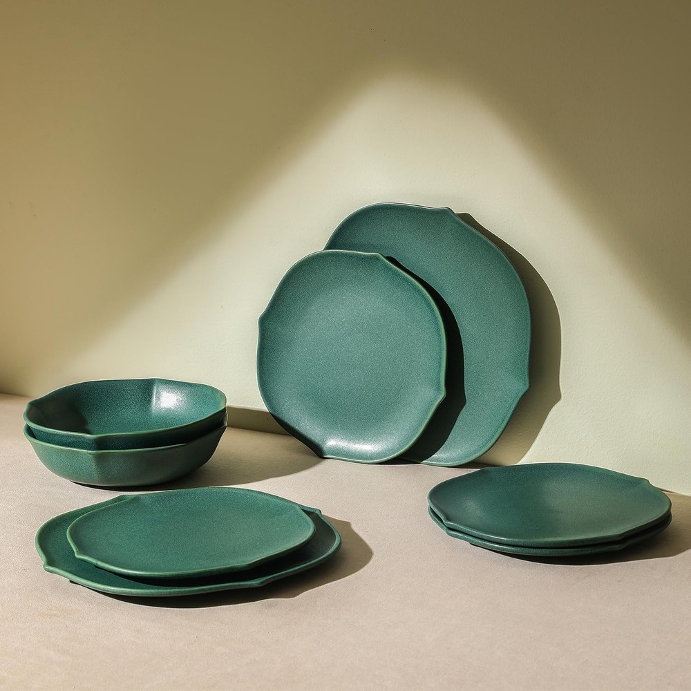 Baskerville 12-Piece Dinnerware Set Stoneware, Green