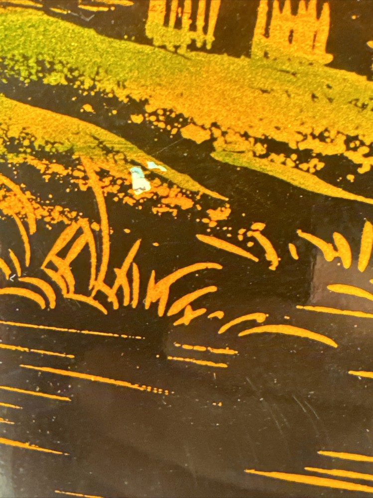 VTG Mini Oriental Folding Screen Divider 6 Panel Lacquer Wood Reversible