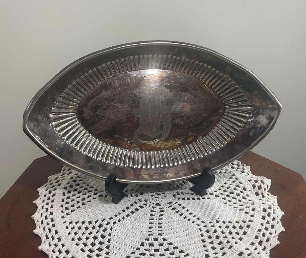 Vintage Gorham Co Silver Soldered Bread Tray 085 Monogram L