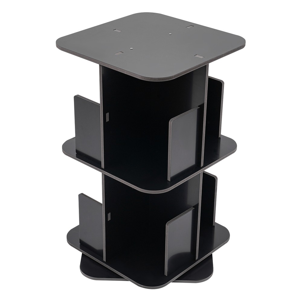 2-Tier Rotatable Bookshelf, Compact 360° Design for Organized Storage