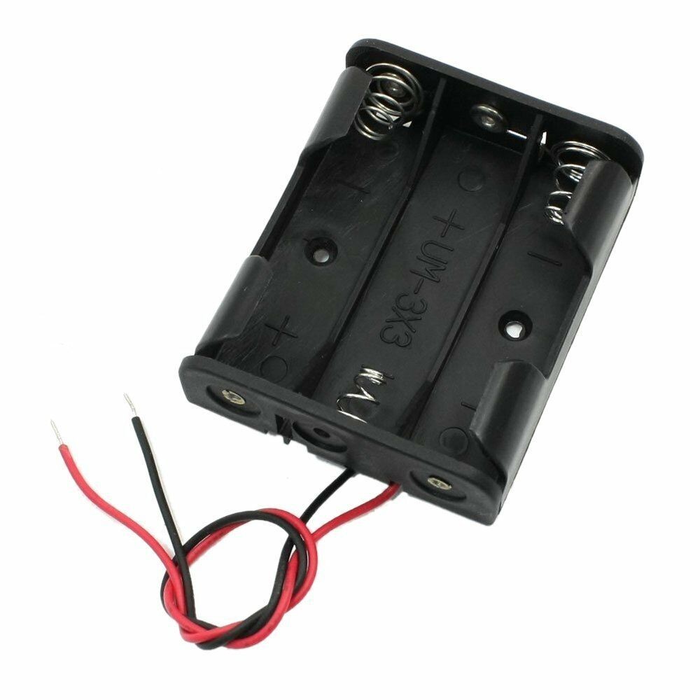 2x 3-AA Slots Battery Spring Clip Holder Case Plastic Storage Box Flat Wire 4.5V