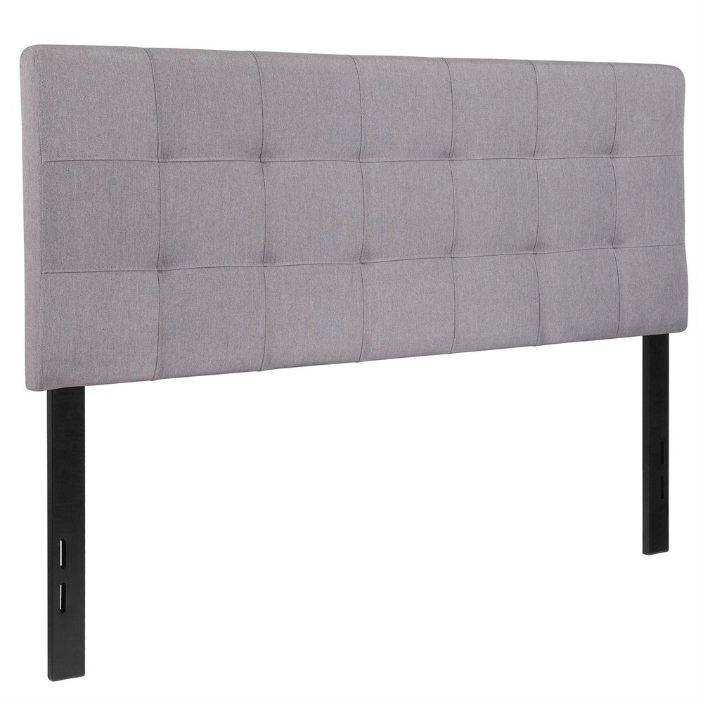 Bowery Hill Modern Tufted Full Panel Headboard in Light Gray