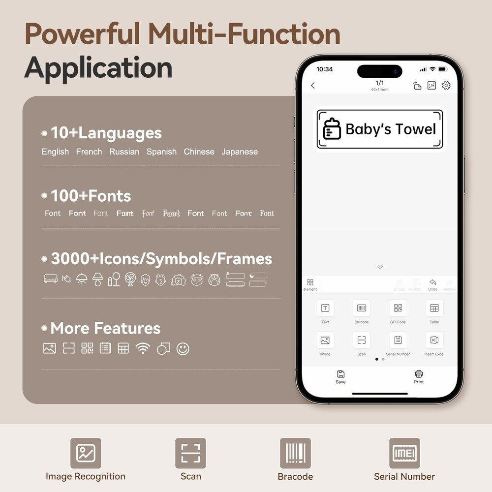 D110 Label Maker Machine with Label, Small Label Printer Bluetooth Connection...