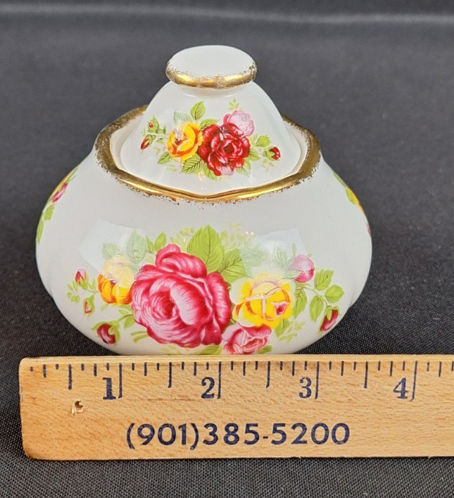 #887 Fine Bone China Cottage Rose Sugar Container