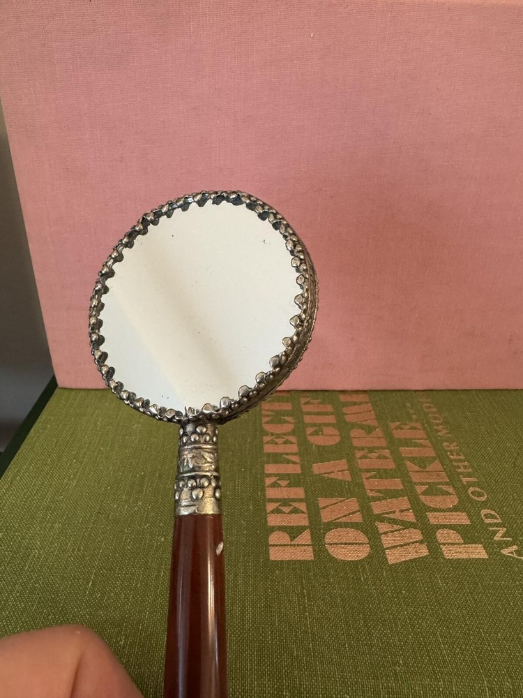 Vintage Handheld Mirror with Decorative Handle
