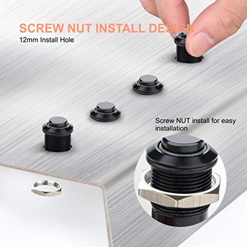 12mm Latching Push Button Switch SPST Pre 150mm Pre-wired Black Shell-Blue