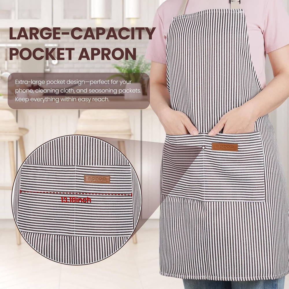 2 Pack Apron, Cooking Kitchen Aprons, Adjustable Bib Apron with 2 Pockets for Me