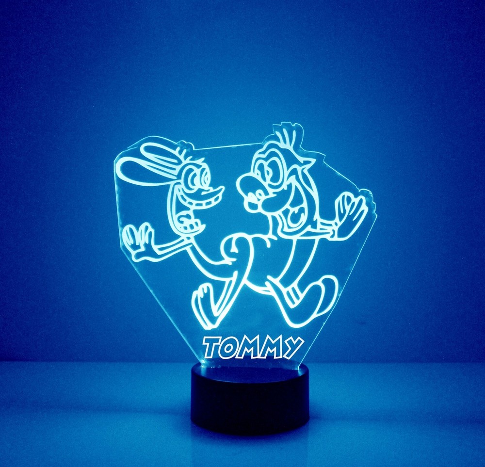 Ren & Stimpy Light Up, Personalized FREE, LED Night Light Lamp + Remote