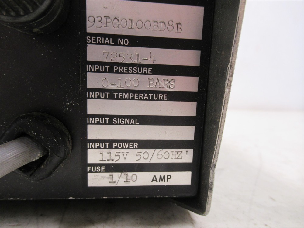 Ametek 93P Digital Pressure Indicator 93PG0100BD8B 0-100 Bars
