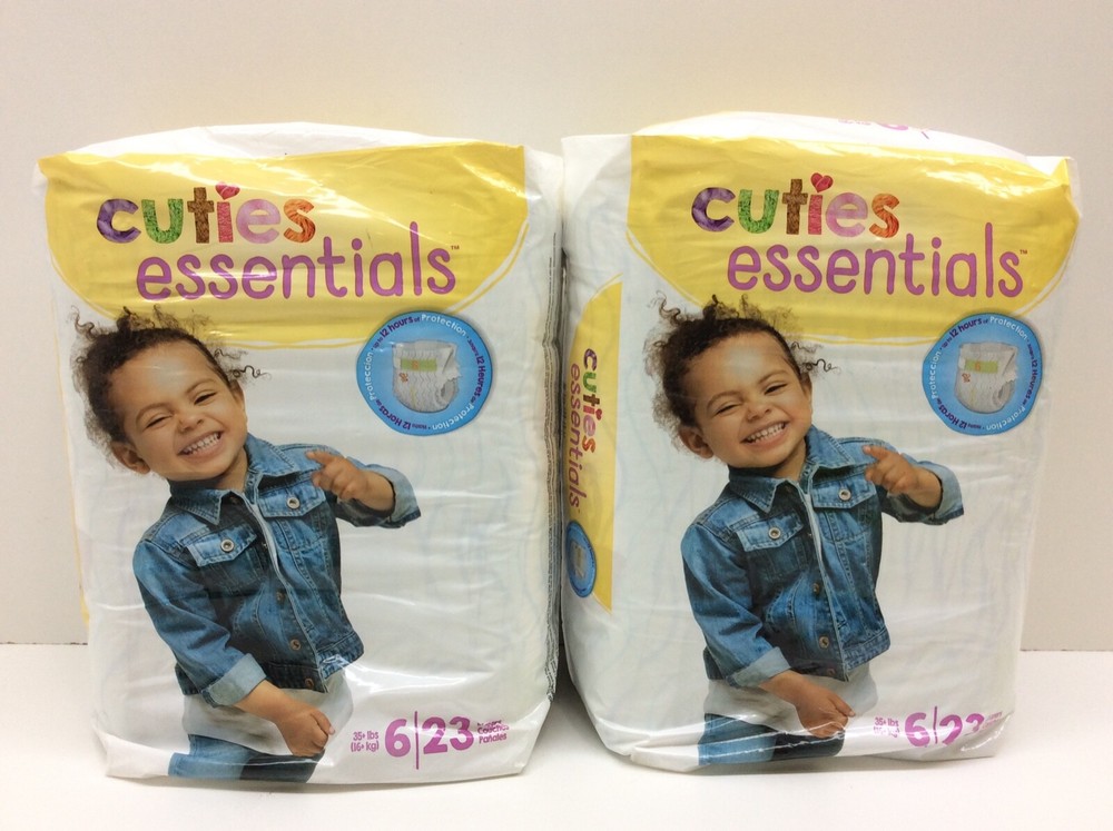 2 - Cuties Essentials Diapers Size 6 35+ lbs 23 Pack