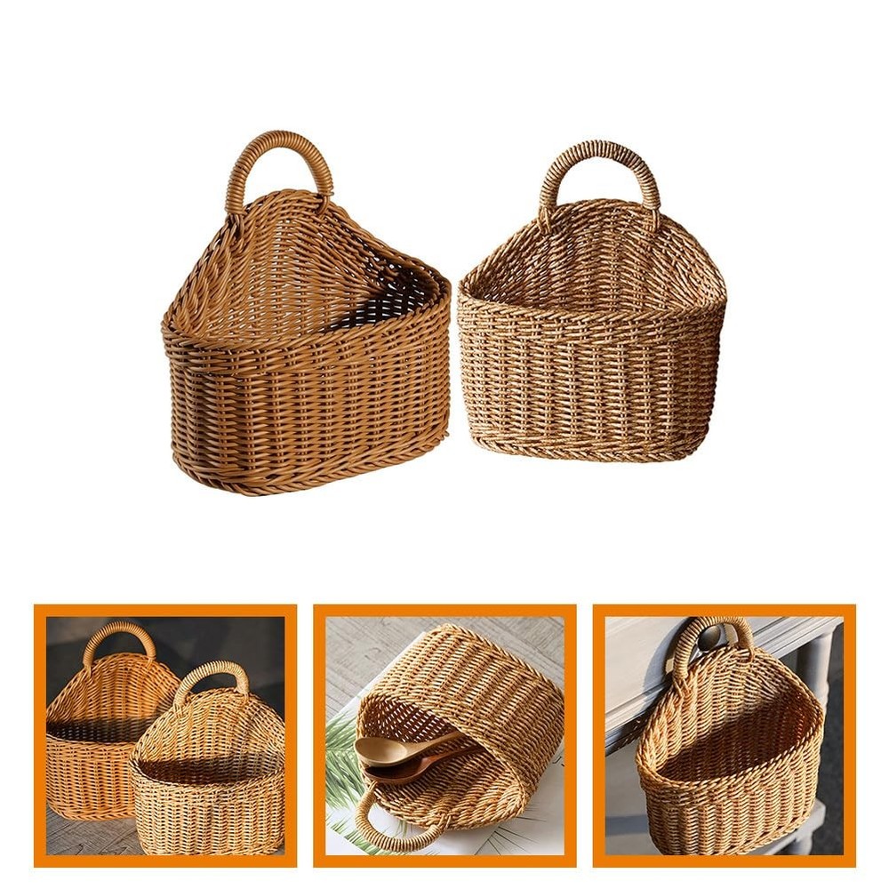 2Pcs Hanging Storage Basket - Hanging Fruit Basket Wall Basket with Handle, S...