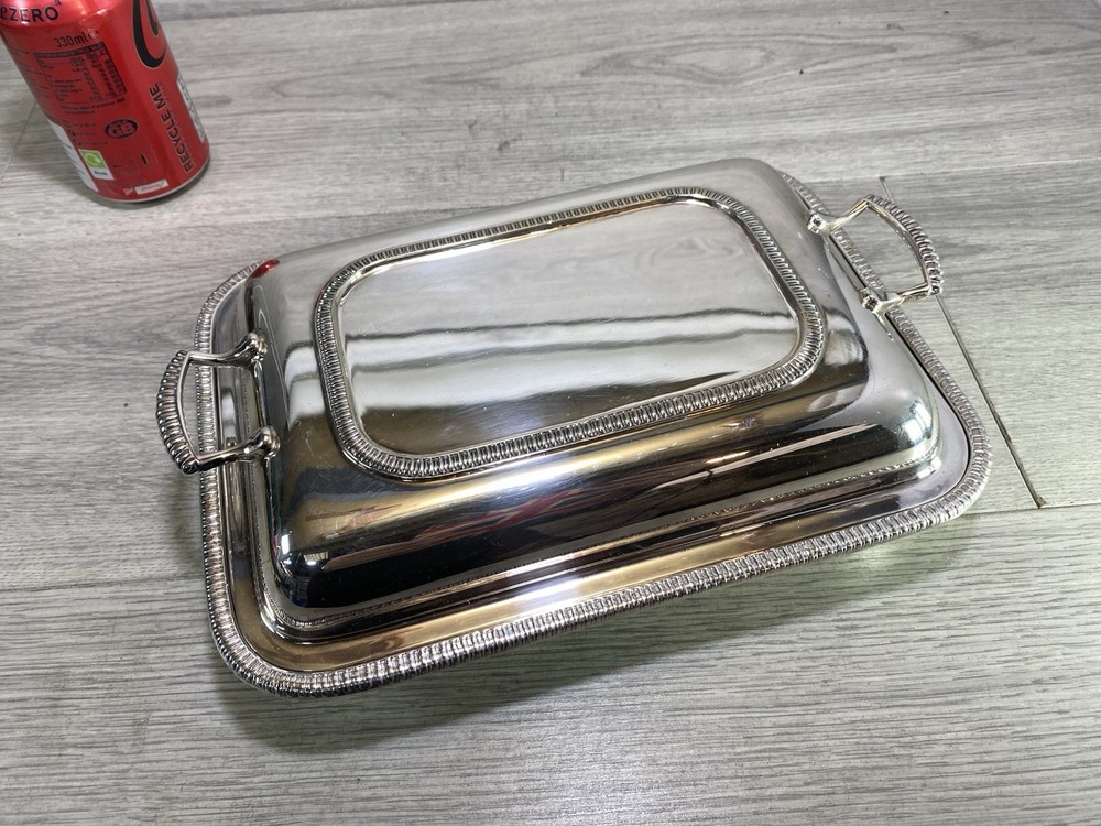 EARLY 20TH C. SILVER PLATE SERVING DISH two handle made in uk