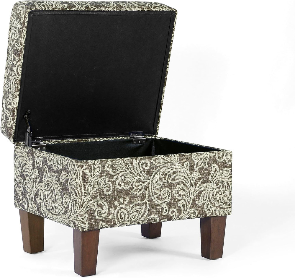 Home Decor |K7646-A880| Upholstered Modern Rectangular Storage Ottoman | Hinged