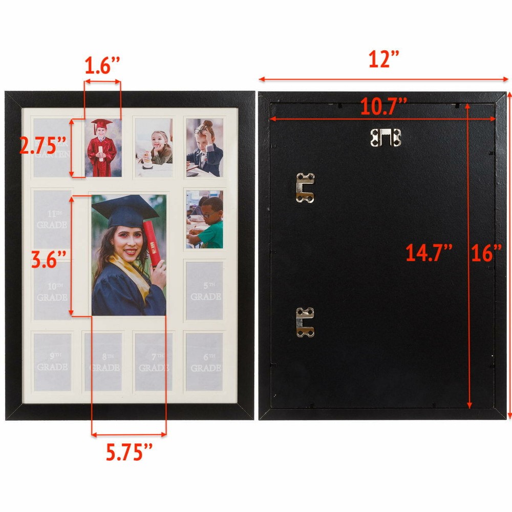 School Years Picture Days Collage Frame with Double White Mat, K-12 Keepsake