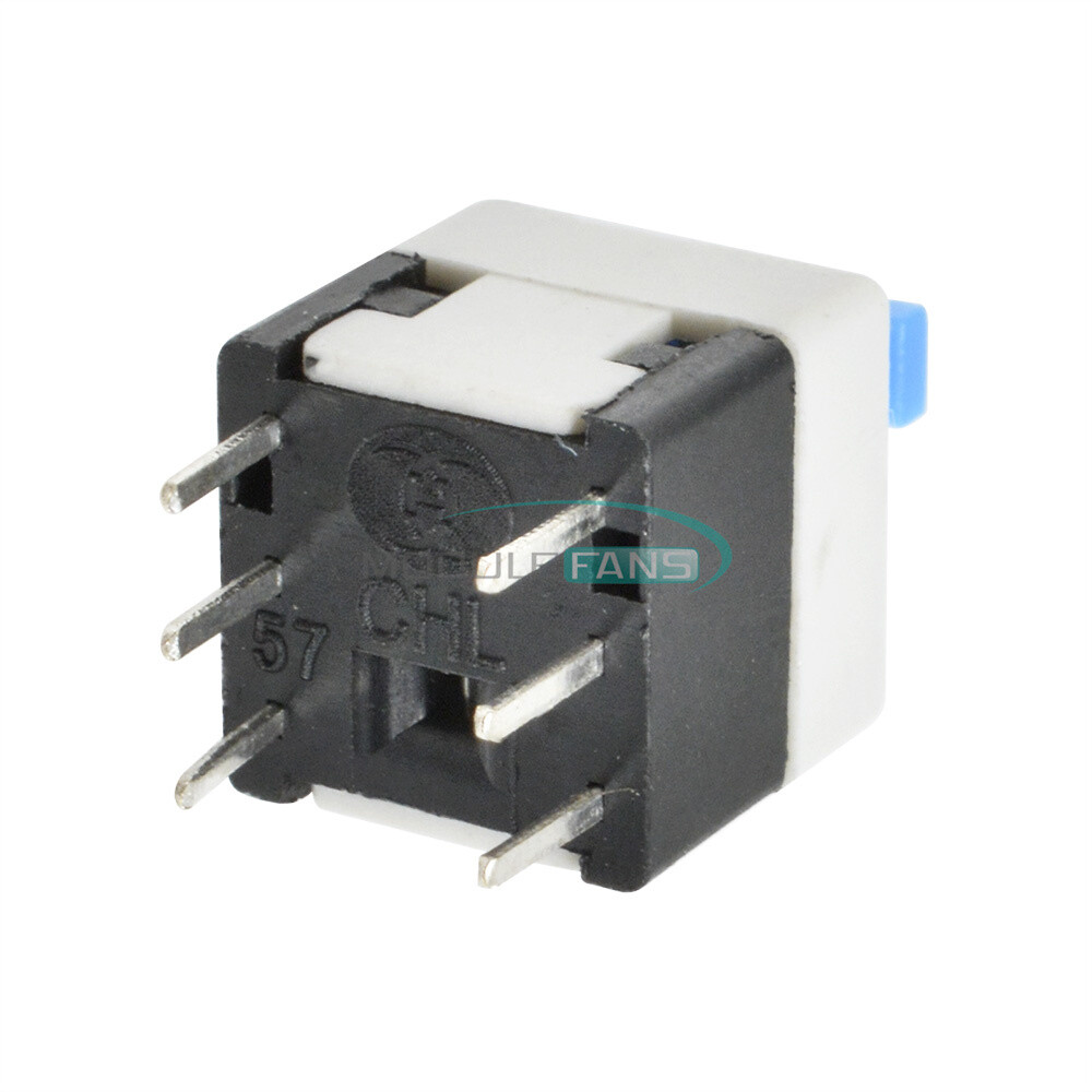 20PCS Blue Cap Self-locking Type Square Blue Button Switch Control 8X8mm