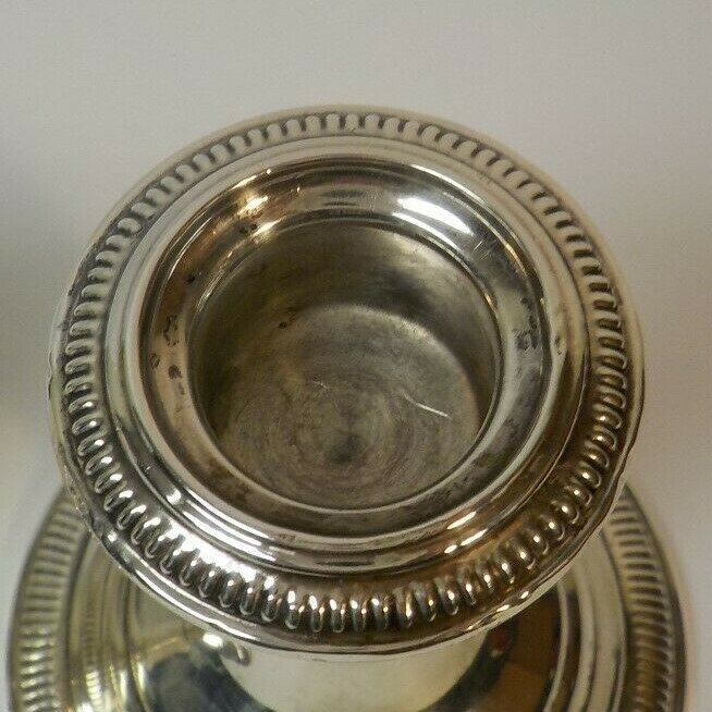 Pair Crown Mid-Century Sterling Silver 3.75" Candlesticks