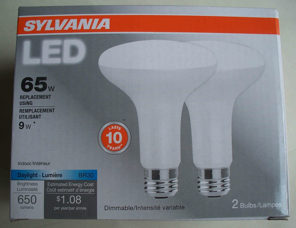 Sylvania LED 2 Pack 65W/9W BR30 Daylight 5000K - Dimmable - 739569 - Save on 2+