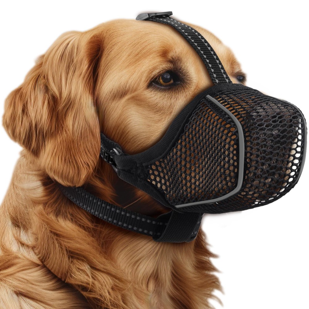 Dog Muzzle,Mesh Soft Muzzle for Small Medium Large Sized Dogs, M, Black