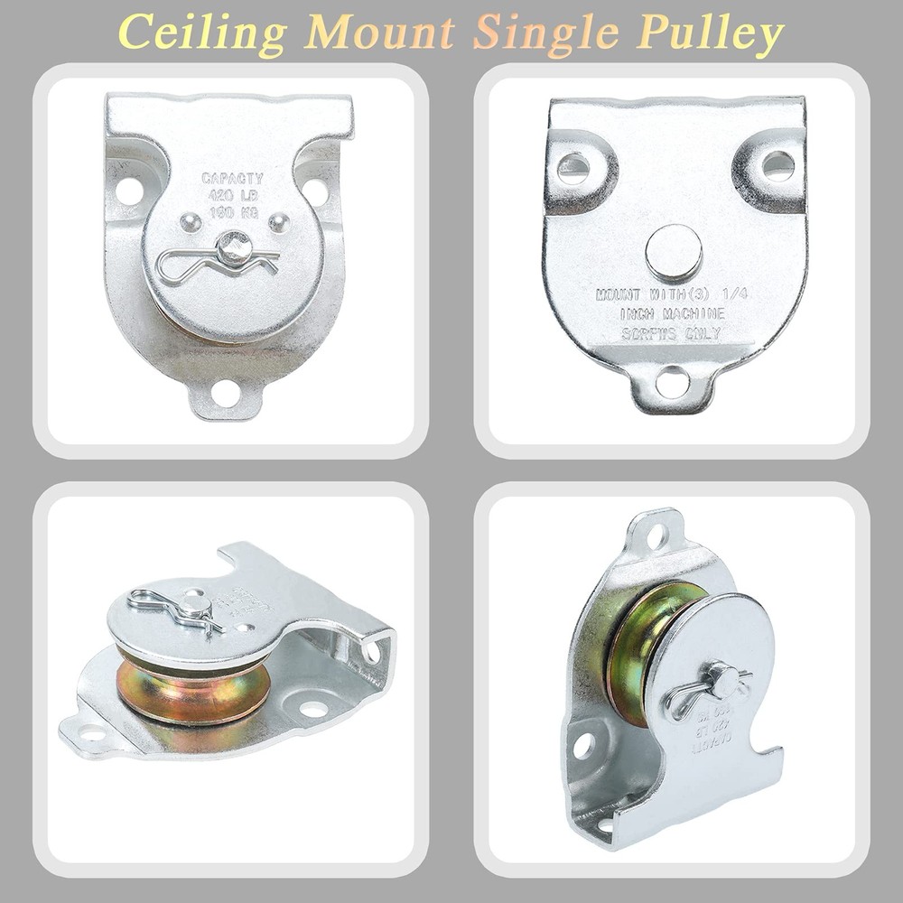Ceiling Mount Single Pulley 1-1/2 Inch Wall Mount Pulley Ceiling Pulley for 3...